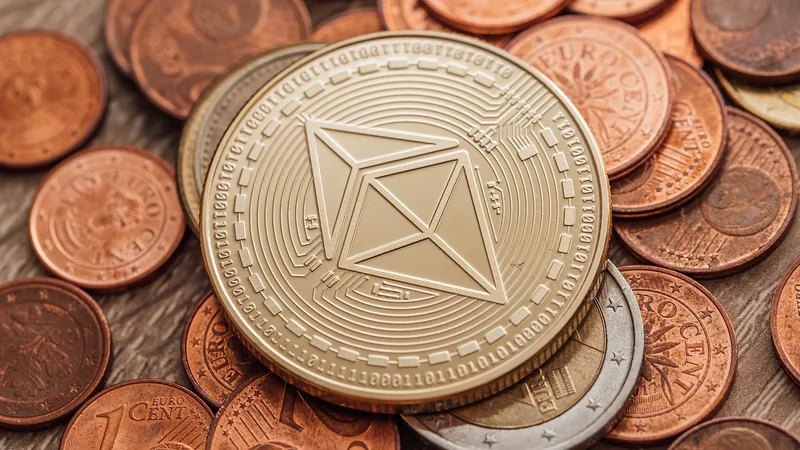 Ethereum coin on a desk