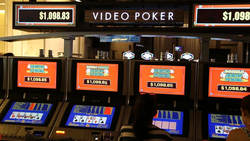A bank of video poker machines